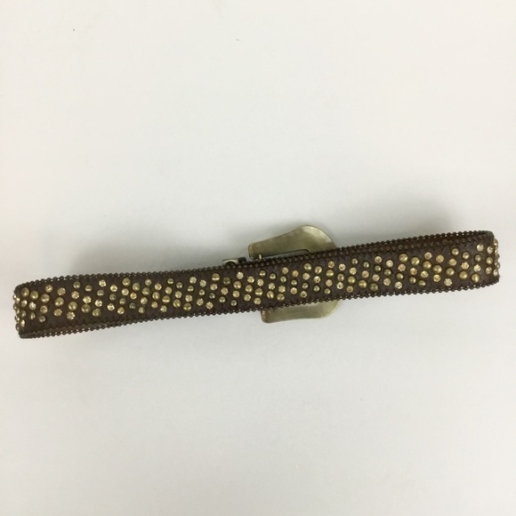 Brown Genuine Leather Studded Belt Womens size SM - Picture 8 of 8